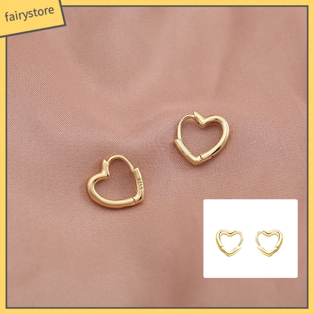 [FRO] Bông Tai Xỏ Lỗ Nhỏ Đơn Giản Màu Bạc Trang Trí Hình Trái Tim Trang Trí Tiệc Tùng