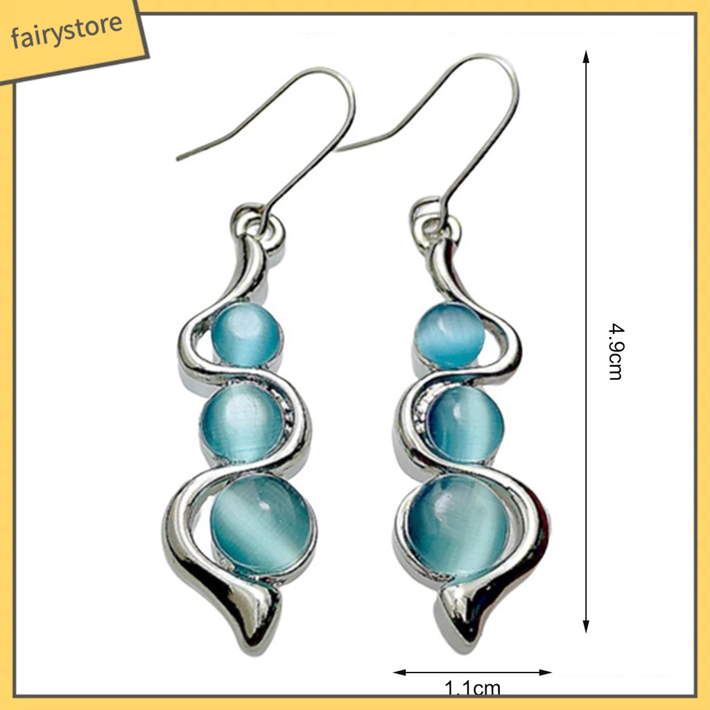 1 Đôi Bông Tai Móc Hình Gợn Sóng Đính Đá Xanh Dương Phong Cách Bohemia Dành Cho Nữ