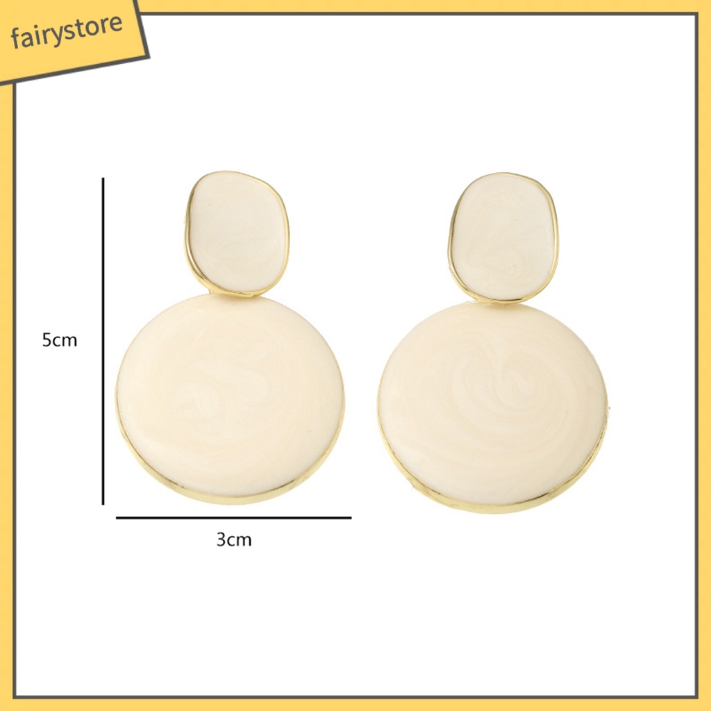 Bông Tai Hợp Kim Dáng Dài Hình Oval Màu Kẹo Ngọt Thời Trang Dự Tiệc