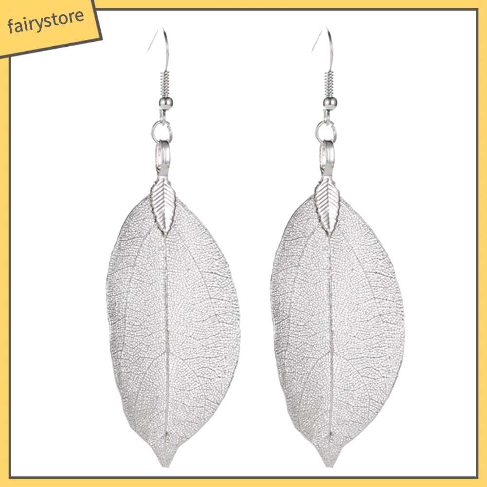 Bông Tai Hình Chiếc Lá Thiết Kế Đục Lỗ Phong Cách Cổ Điển Thời Trang Cho Nữ