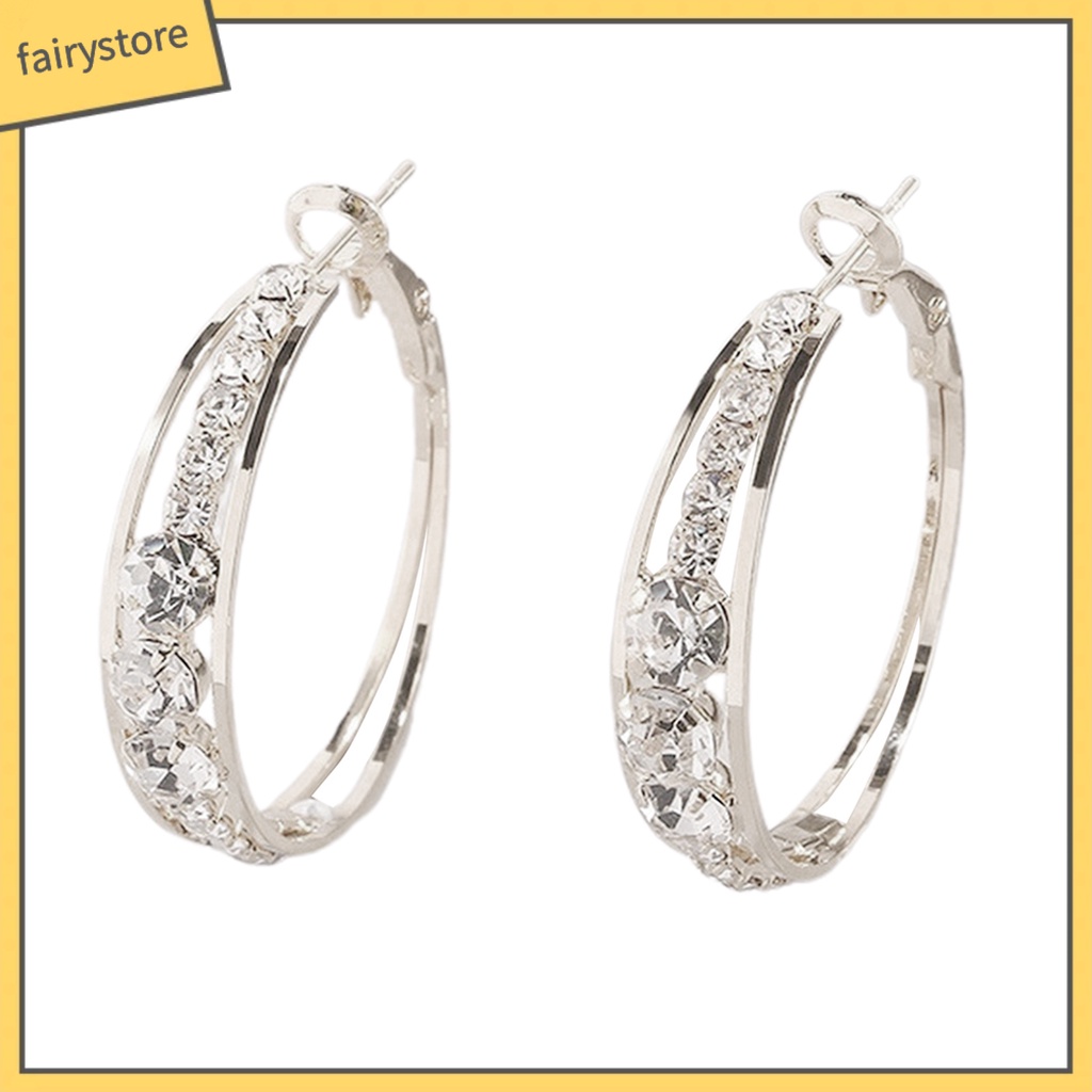 Khuyên Tai Tròn Đính Đá Lấp Lánh Phong Cách Phương Tây