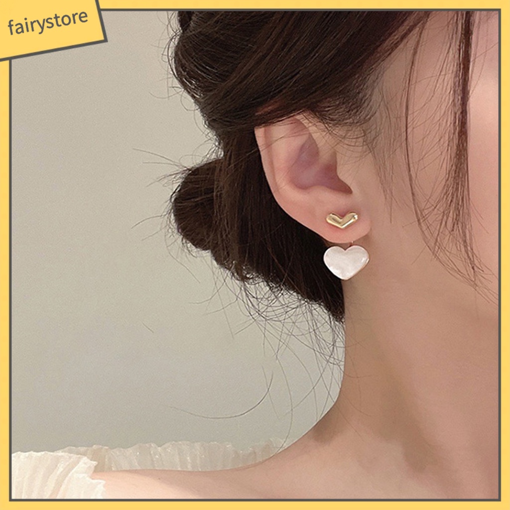 1 Đôi Bông Tai Hình Trái Tim Đính Đá Quý Nhân Tạo Màu Sắc Tươi Sáng Dễ Thương