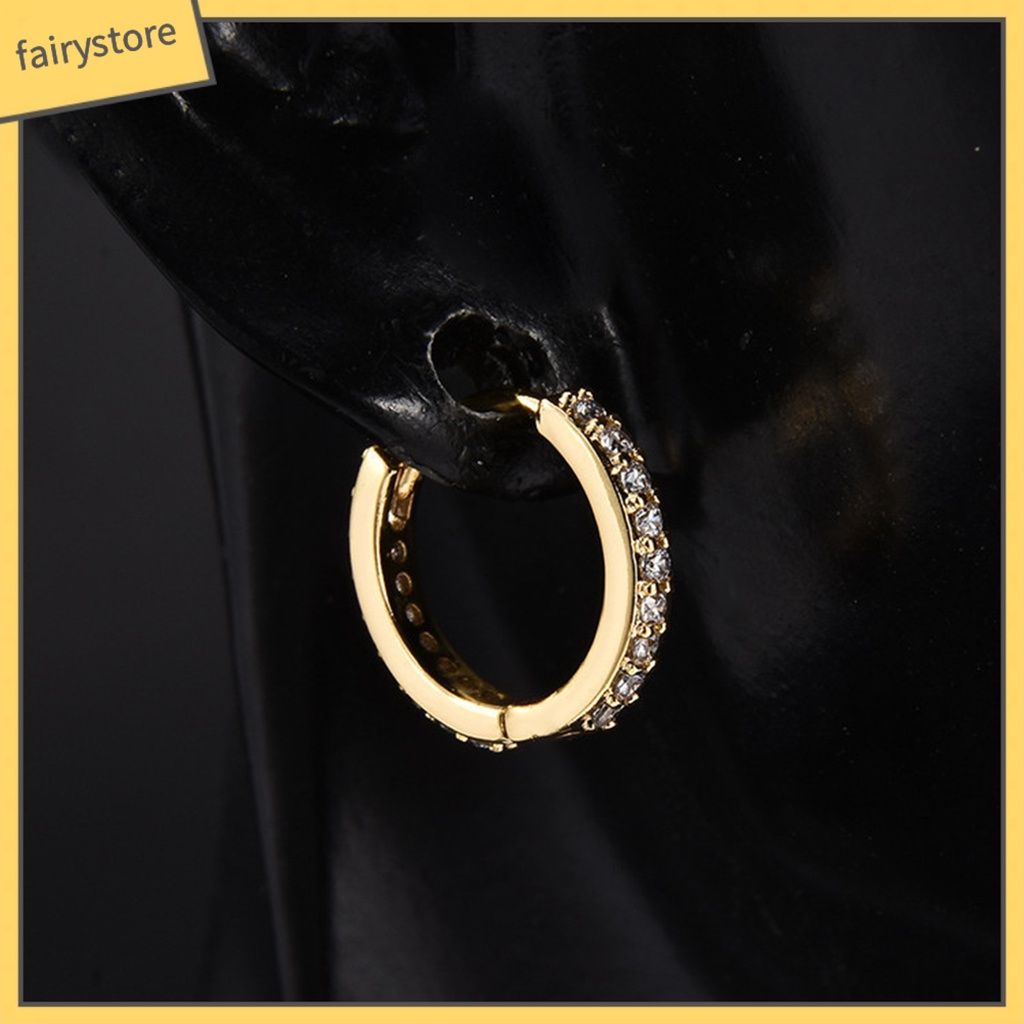 Khuyên Tai Tròn Đính Đá Mini Đơn Giản Dành Cho Nữ