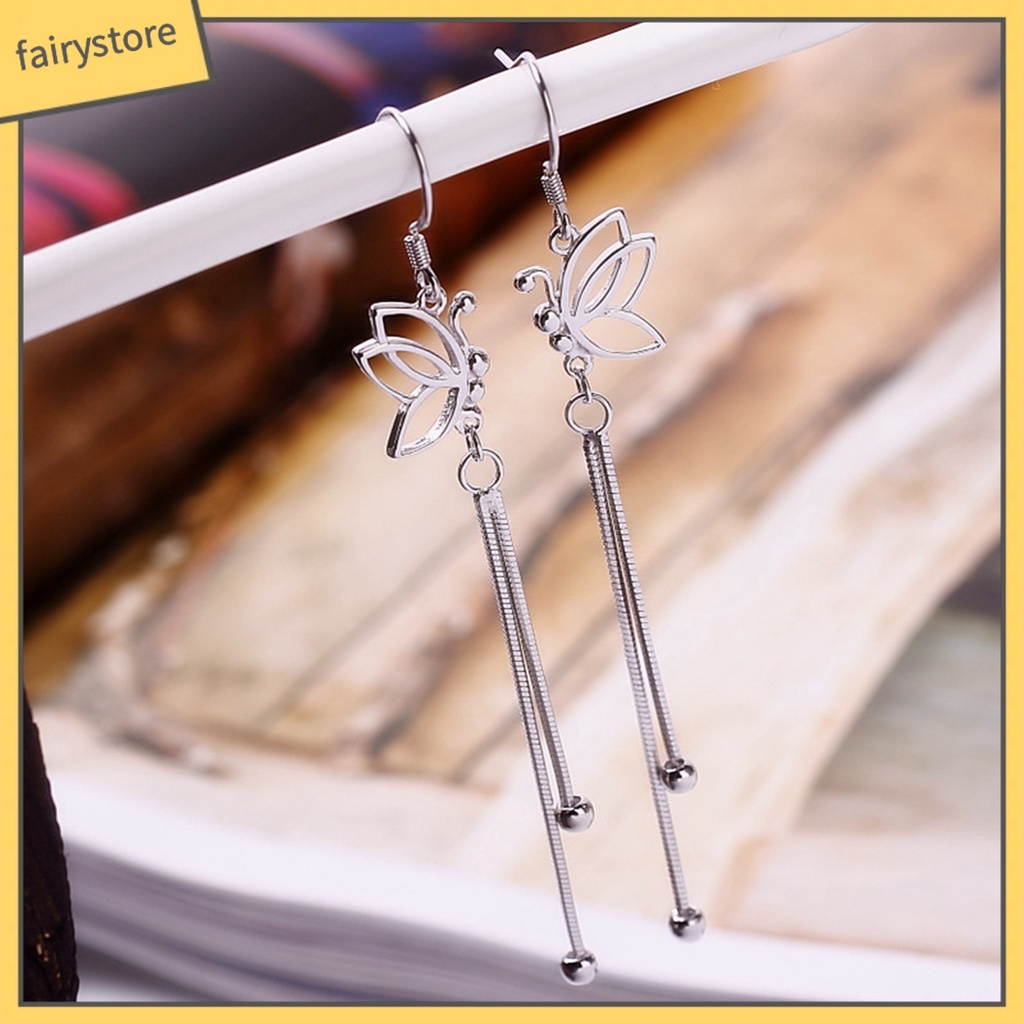 Bông Tai Chuỗi Dài Hình Bướm Bằng Hợp Kim Thanh Lịch Dành Cho Nữ