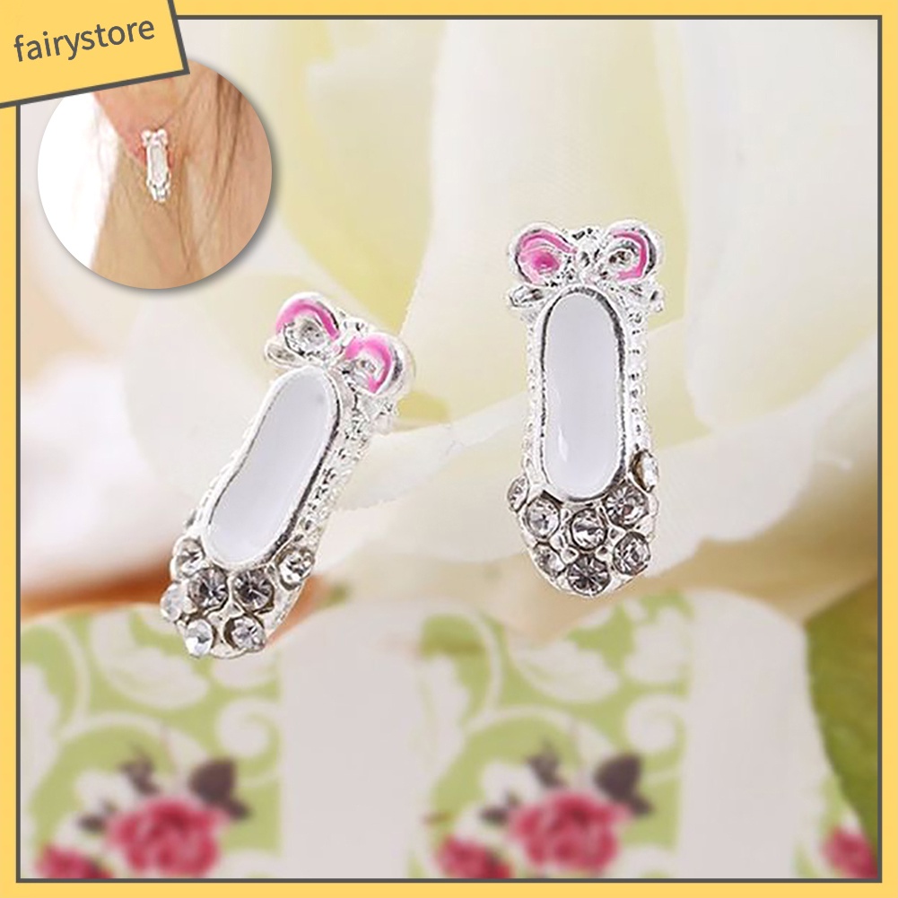 Bông Tai Hình Chiếc Giày Múa Ba Lê Đính Đá Lấp Lánh Dành Cho Nữ