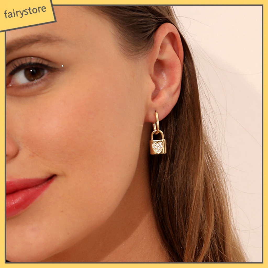 1 Đôi Bông Tai Hình Trái Tim Đính Đá Lấp Lánh Thời Trang Dự Tiệc