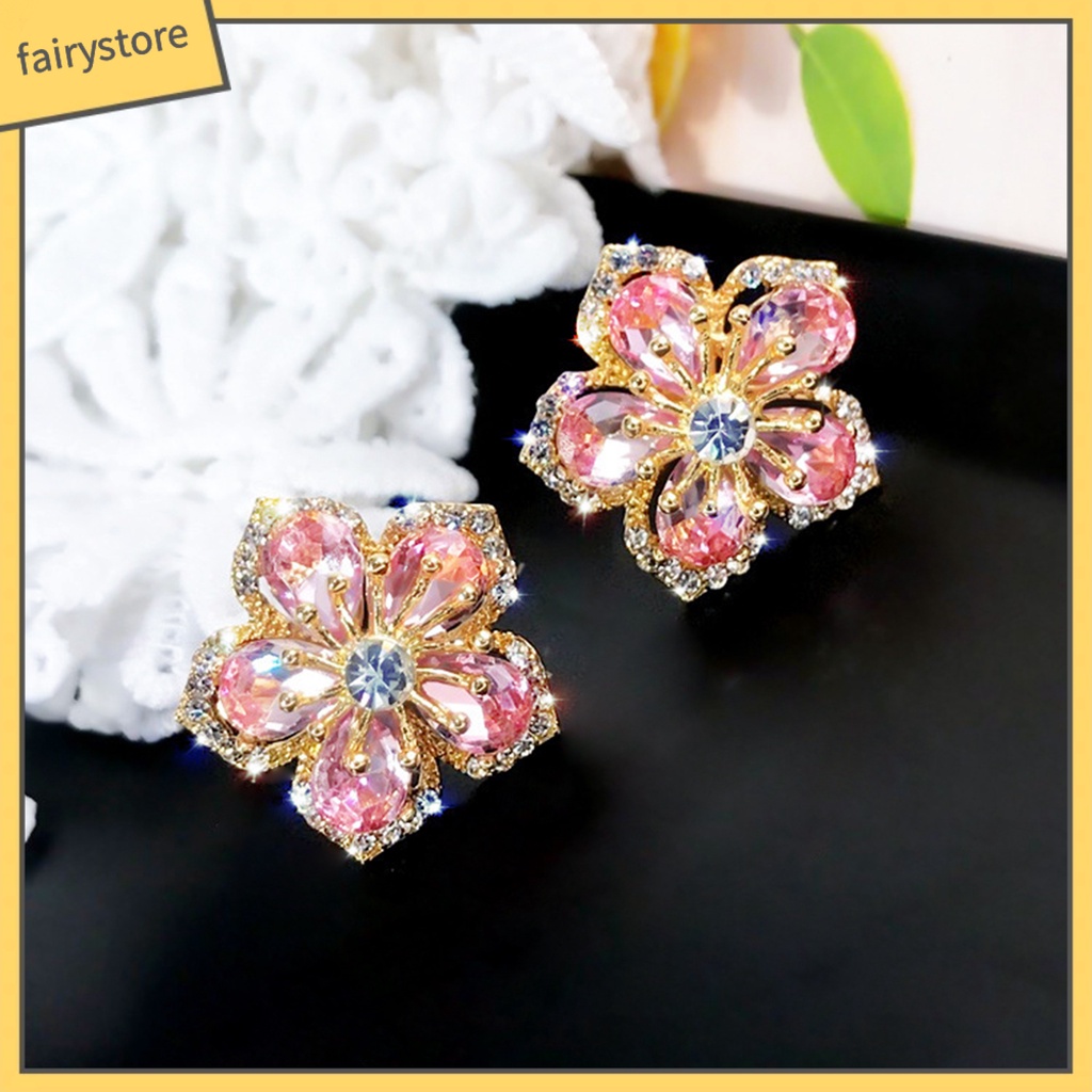 1 Đôi Bông Tai Hình Hoa Bằng Hợp Kim Lâu Trôi Quyến Rũ Dành Cho Nữ