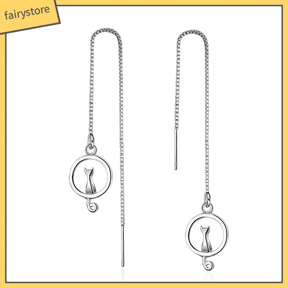 Bông Tai Chuỗi Dài Hình Mèo Dễ Thương Thanh Lịch Dành Cho Nữ