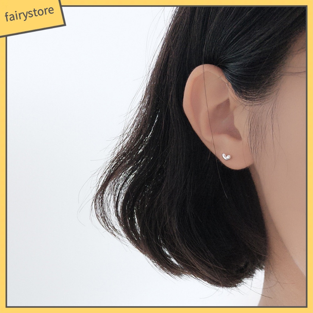 Bông Tai Mạ Bạc Hình Trái Tim Mini Ngọt Ngào Cho Nữ