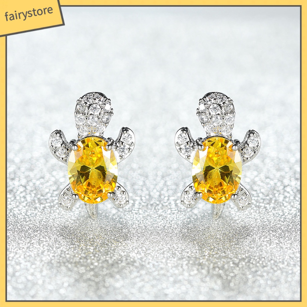 1 Đôi Bông Tai Hình Rùa Đính Đá Dễ Thương Dành Cho Nữ