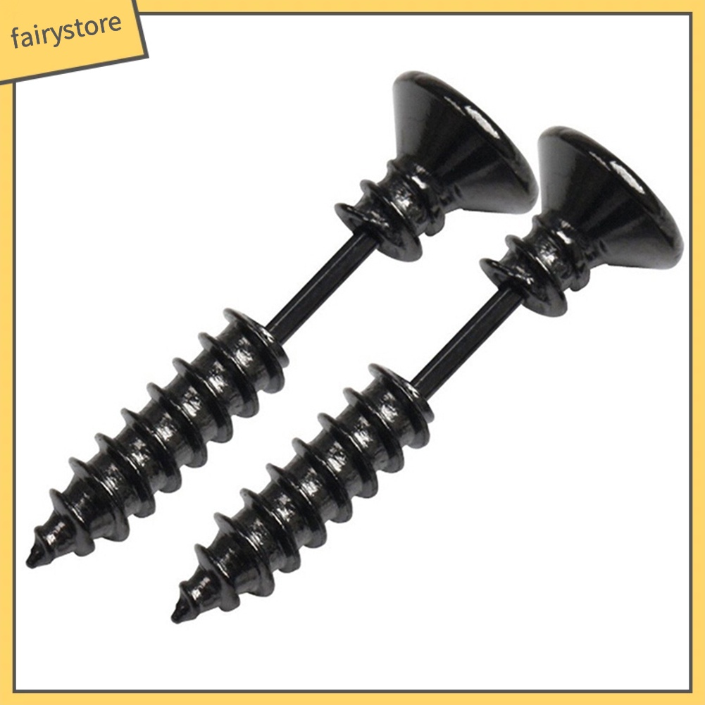 1 Đôi Bông Tai Hình Ốc Vít Bằng Thép Không Gỉ Phong Cách Gothic Thời Trang Unisex