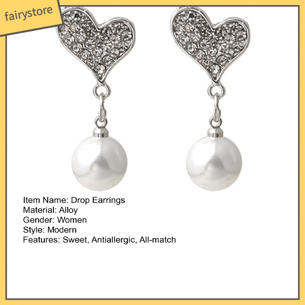 1 Đôi Bông Tai Hình Trái Tim Đính Đá Lấp Lánh Phong Cách Hàn Quốc