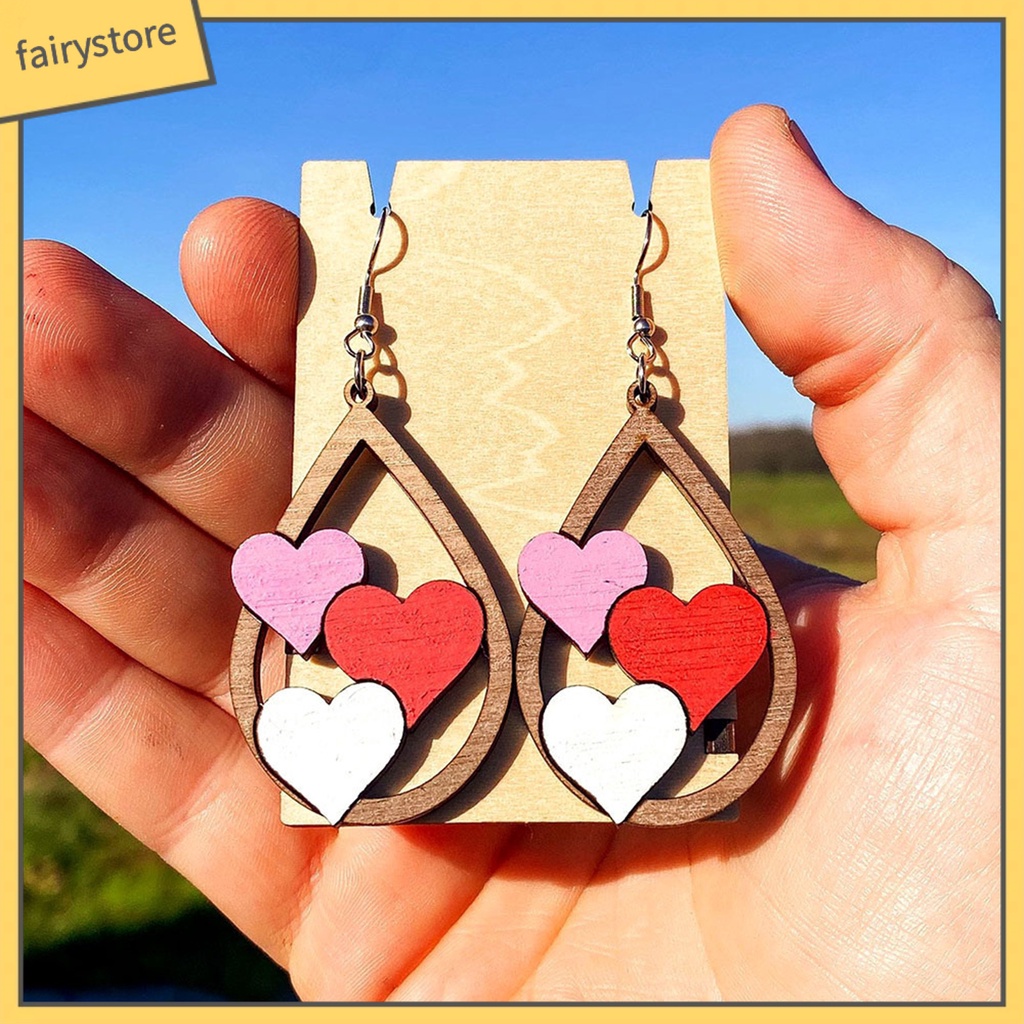 1 Đôi Bông Tai Hình Giọt Nước Bằng Gỗ Nhiều Màu Thời Trang Cho Nữ