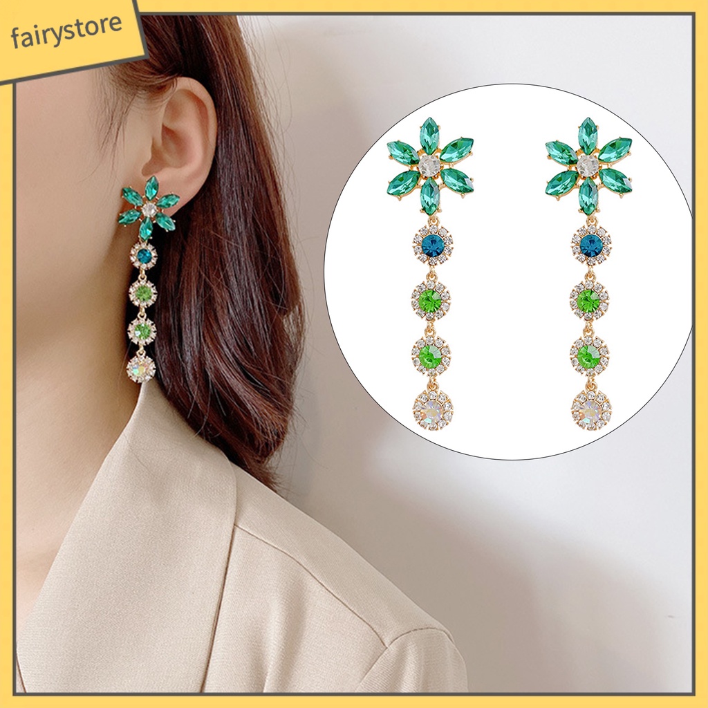1 Đôi Bông Tai Hình Hoa Đính Đá Lấp Lánh Dành Cho Nữ