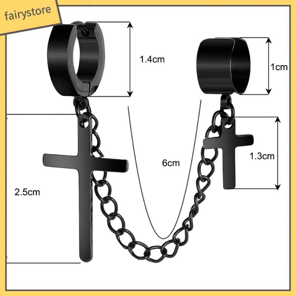 1 Khuyên Tai Dạng Mắc Xích Bằng Kim Loại Hình Thánh Giá Phong Cách Punk Hiphop Sáng Tạo Dành Cho Nam