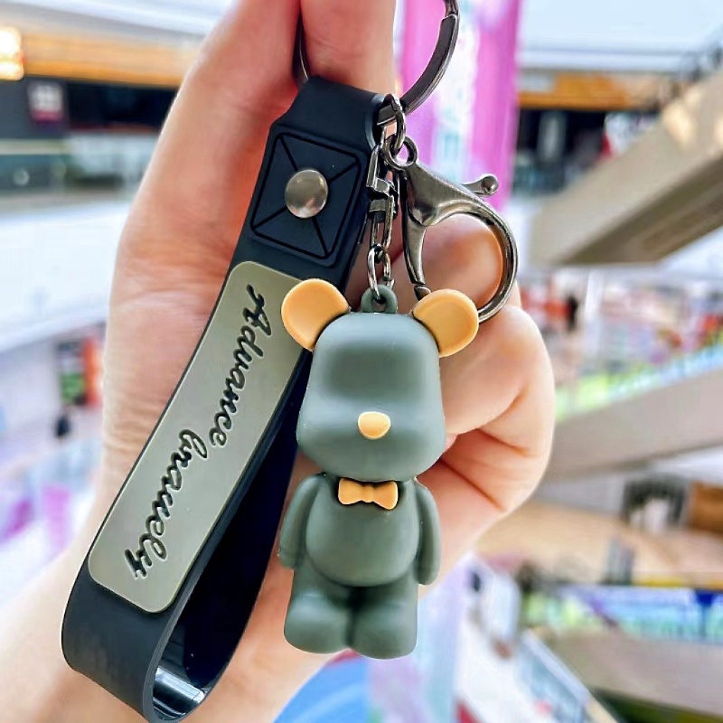 Móc Khóa Xe Hơi Hình Gấu Thắt Nơ Phong Cách Bắc Âu Sáng Tạo