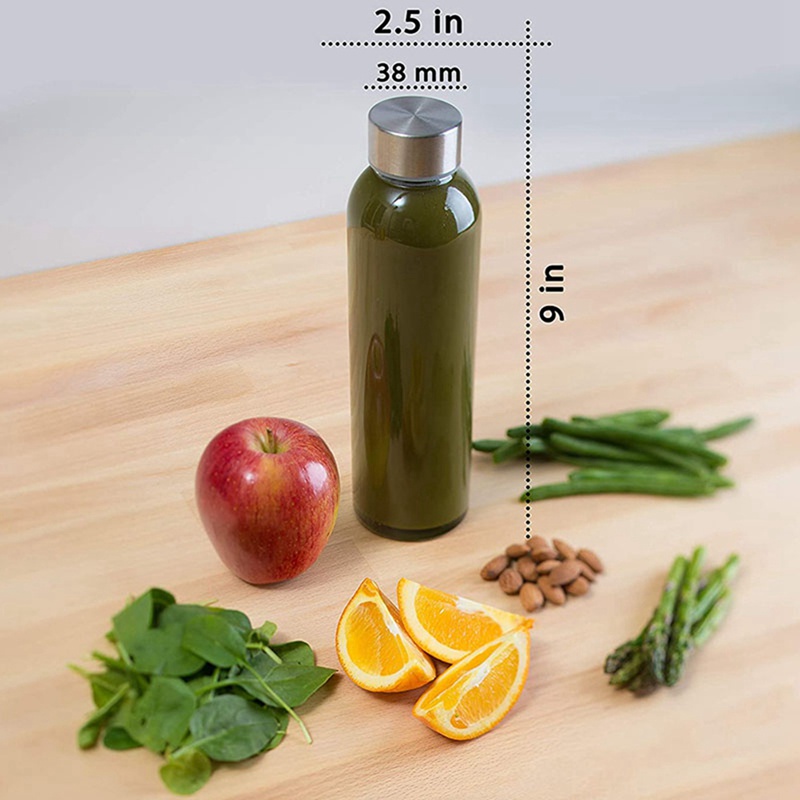 Bình Nước Thủy Tinh Borosilicate 18 Oz Trong Suốt Có Nắp Không BPA Thân Thiện Với Môi Trường