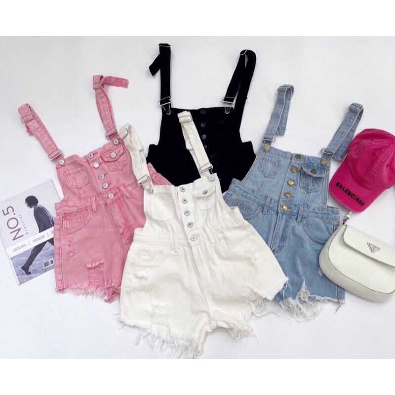 Free ship Yếm Jean lai tua cá tính-Yếm Jean Short Rách Đùi  alohashop91