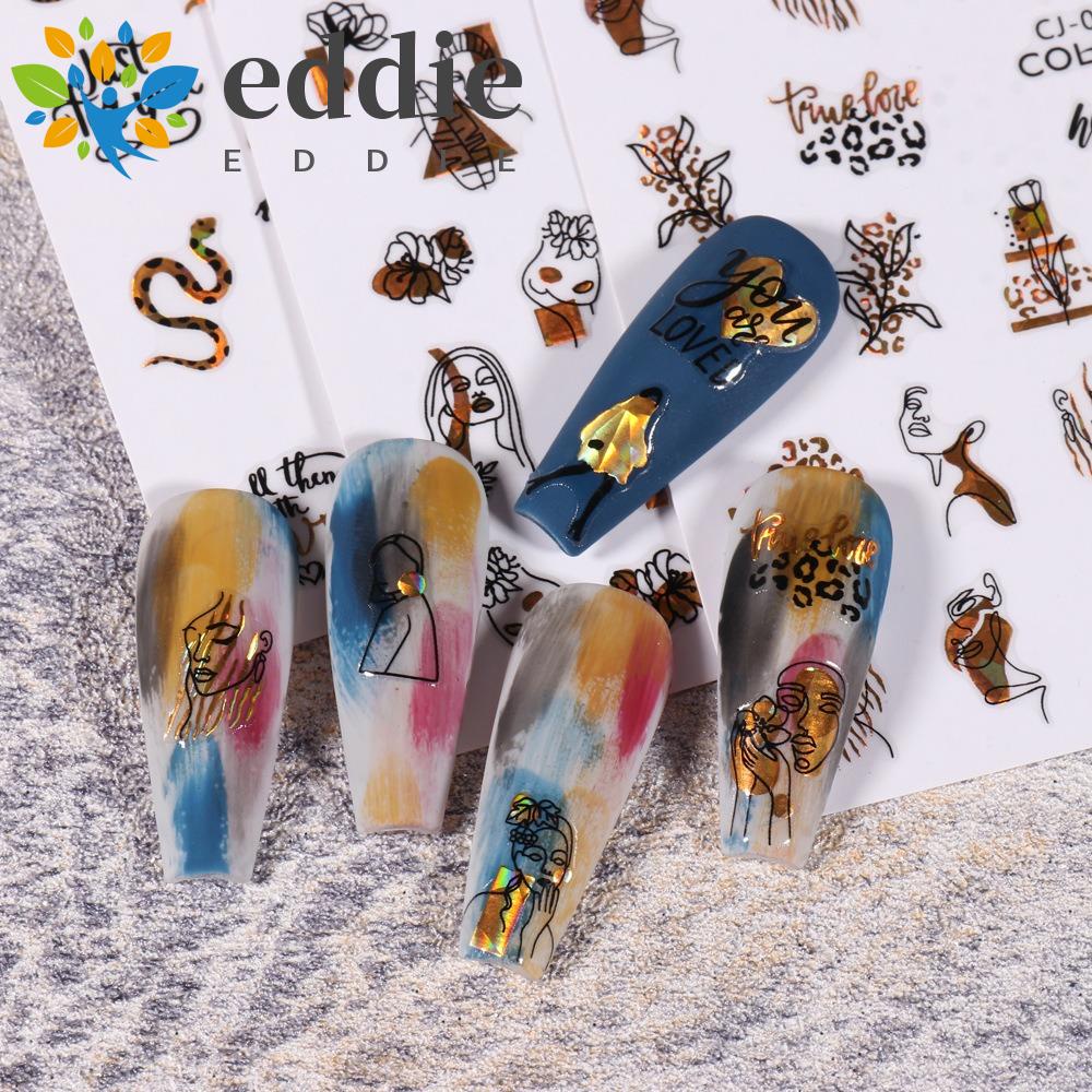Nhãn Dán Trang Trí Móng Tay 26EDIE Tự Dính Họa Tiết Da Báo In Chữ Tiếng Anh Dễ Thương