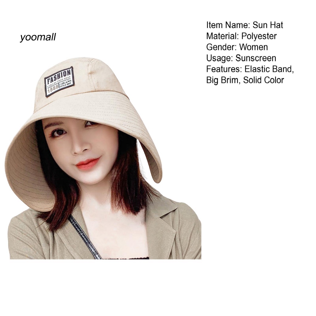 Mũ Rộng Vành Chống Nắng Co Giãn Màu Trơn Thời Trang Mùa Hè Cho Nữ