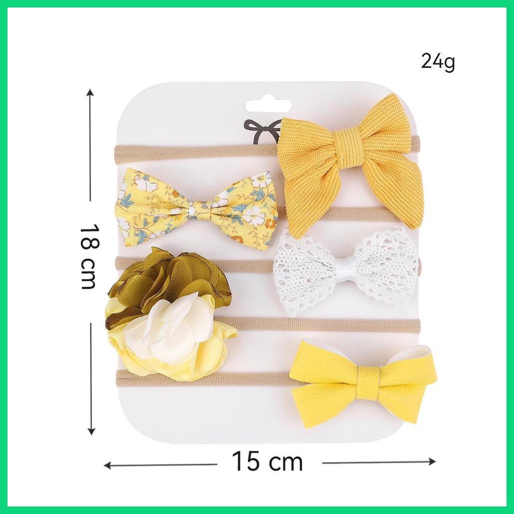 Set 5 Băng Đô Nylon Mềm Co Giãn Cho Bé Gái