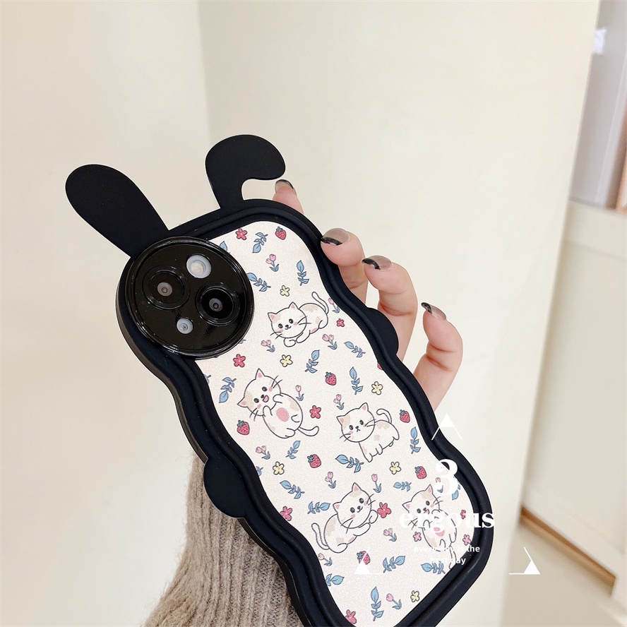 Ear CaseỐp Điện Thoại TPU Mềm Bảo Vệ Toàn Diện Màn Hình In Hình Mèo Dễ Thương Cho IPhone 14 13 12 11 Pro Max X XR Xs Max