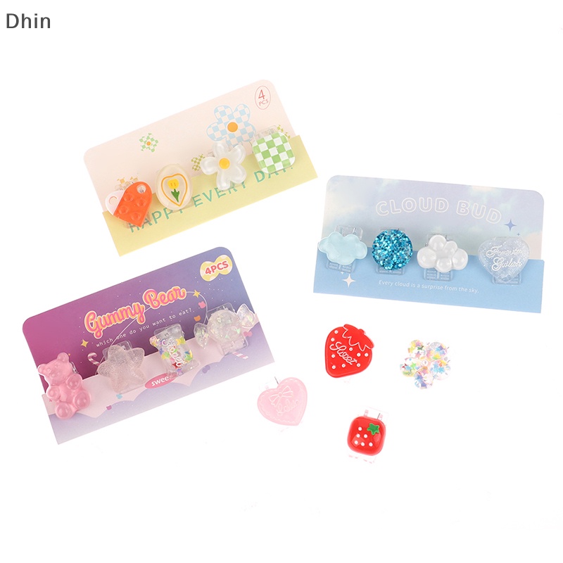 Set 4 Kẹp Giữ Tài Liệu Giấy Tờ Bằng Nhựa Họa Tiết Hoạt Hình