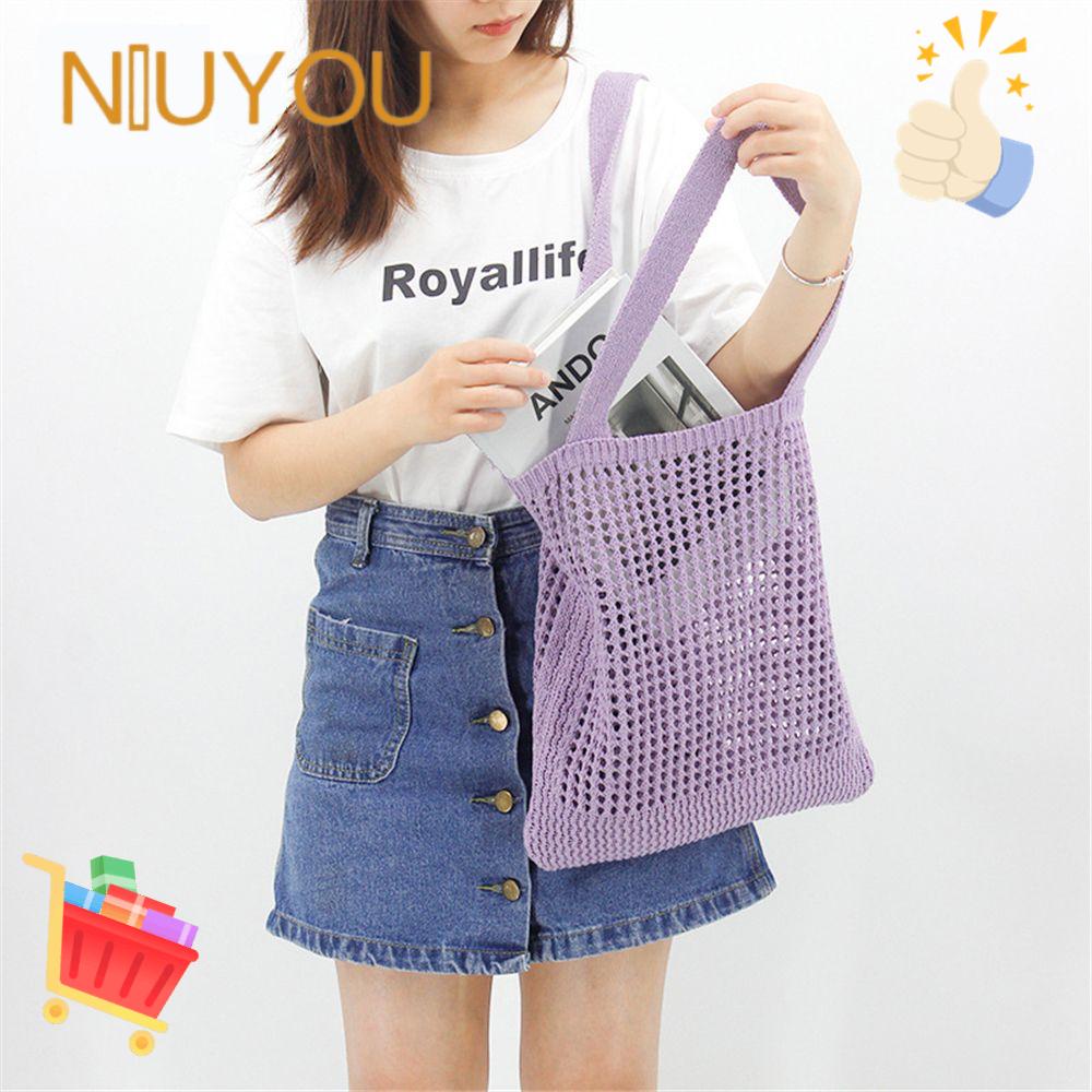 Túi Đeo Vai / Xách Tay Đan Len Khoét Rỗng Sức Chứa Lớn Cho Nữ