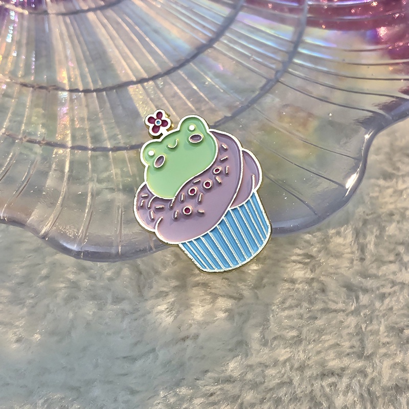 Huy Hiệu Cài Áo Kim Loại Tráng Men Hình Ếch Hoạt Hình Dễ Thương