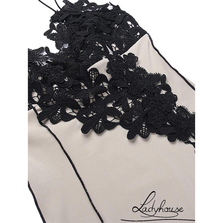 Đầm Hai Dây Cổ Chữ V Phối Ren Hở Lưng Quyến Rũ Dành Cho Nữ