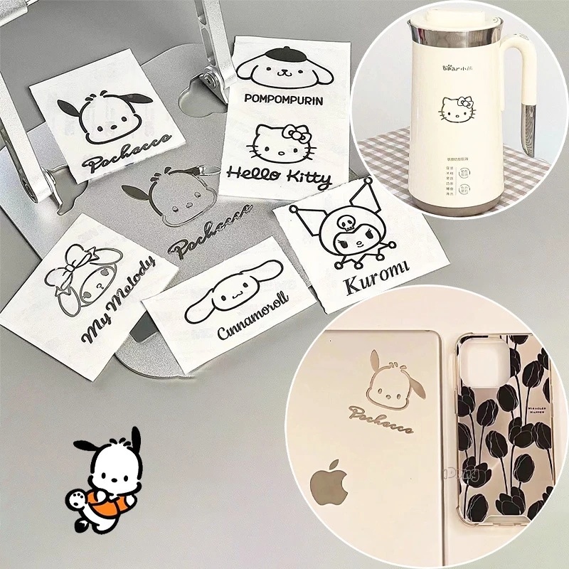 SANRIO Miếng Dán Kim Loại Hình Động Vật Hoạt Hình Dễ Thương Chống Thấm Nước Trang Trí Laptop DIY