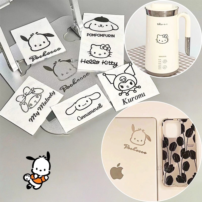 Miếng Dán Kim Loại Chống Thấm Nước Họa Tiết Hoạt Hình Hellokitty Pompom Purin Kuromi Mymelody Pochacco Cinnamorol