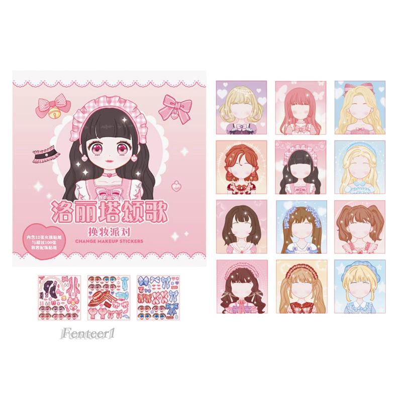 [Fenteer1] Sách Hình Dán Búp Bê Công Chúa Mặc Đồ Vui Nhộn Cho Bé Gái