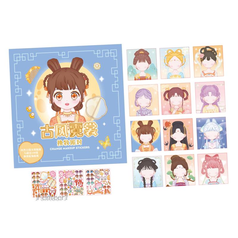 [Fenteer1] Sách Hình Dán Búp Bê Công Chúa Mặc Đồ Vui Nhộn Cho Bé Gái