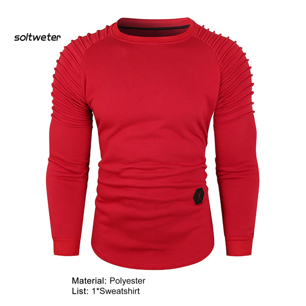 Áo Nỉ Mỏng Cổ Tròn Xếp Ly Màu Sắc Thời Trang Mùa Thu Cho Nam