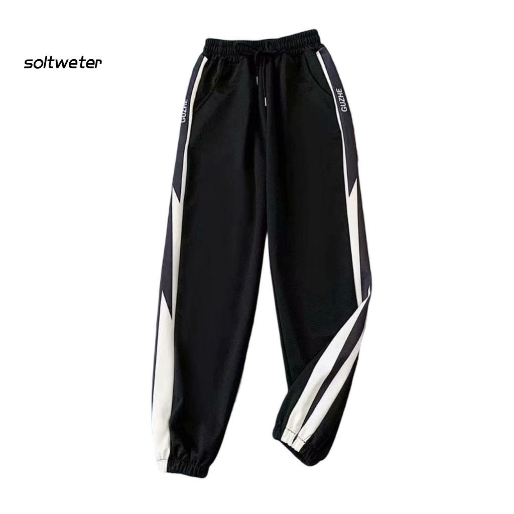 Quần Dài Dáng Rộng Lưng Thun Cột Dây Màu Sắc Tương Phản Thời Trang Xuân Thu Cho Nam Giới