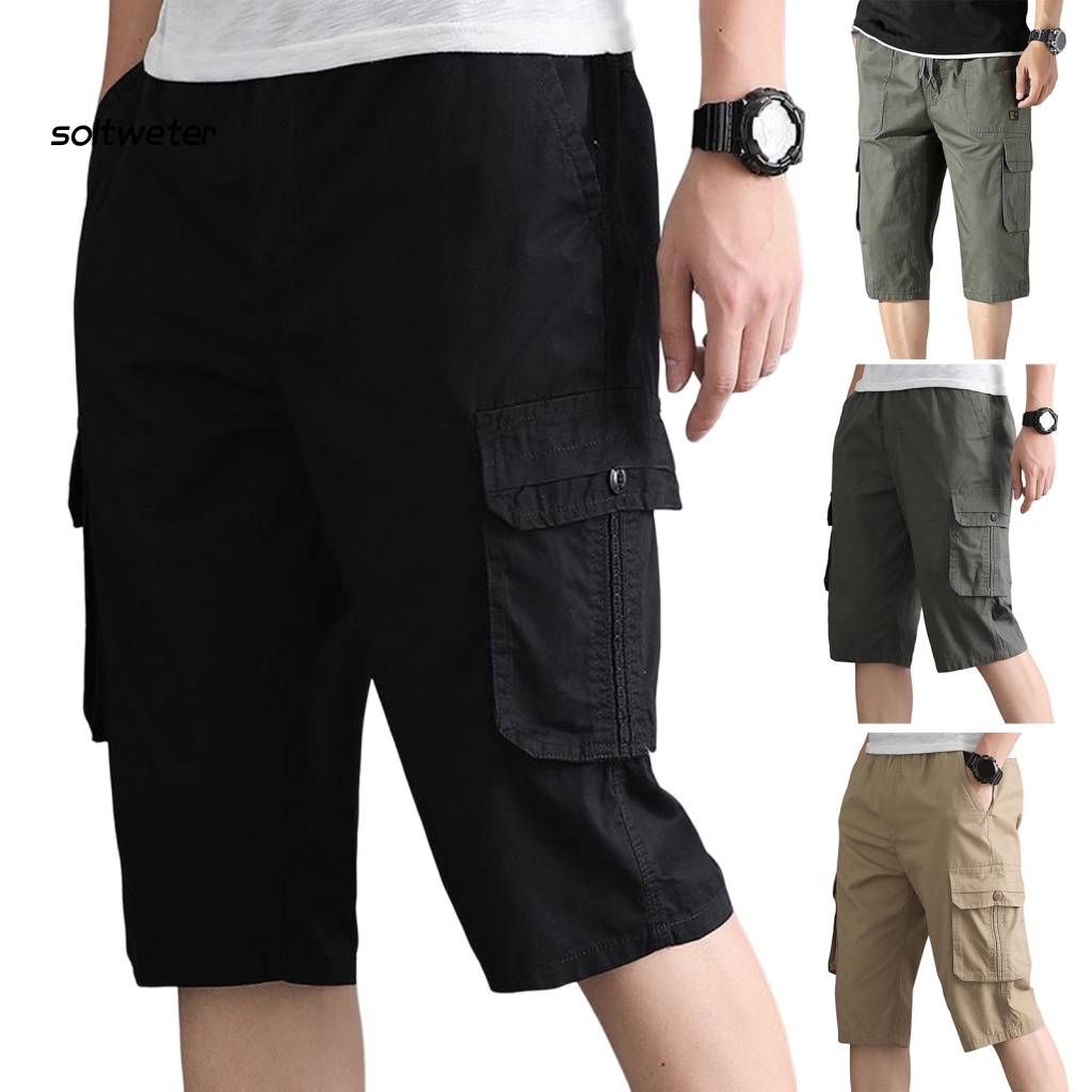 Quần Short Lưng Thun Ống Suông Mềm Mại Thoáng Khí Phối Dây Rút Thời Trang Mùa Hè Cho Nam