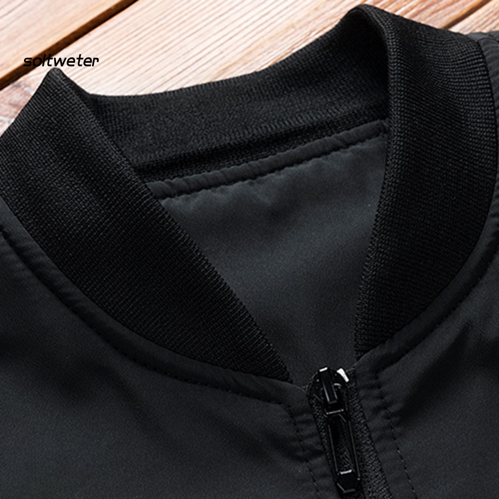 Áo Khoác Cổ Đứng Màu Trơn Giữ Ấm Có Khóa Kéo Phong Cách Hàn Quốc Thời Trang Xuân Thu Cho Nam