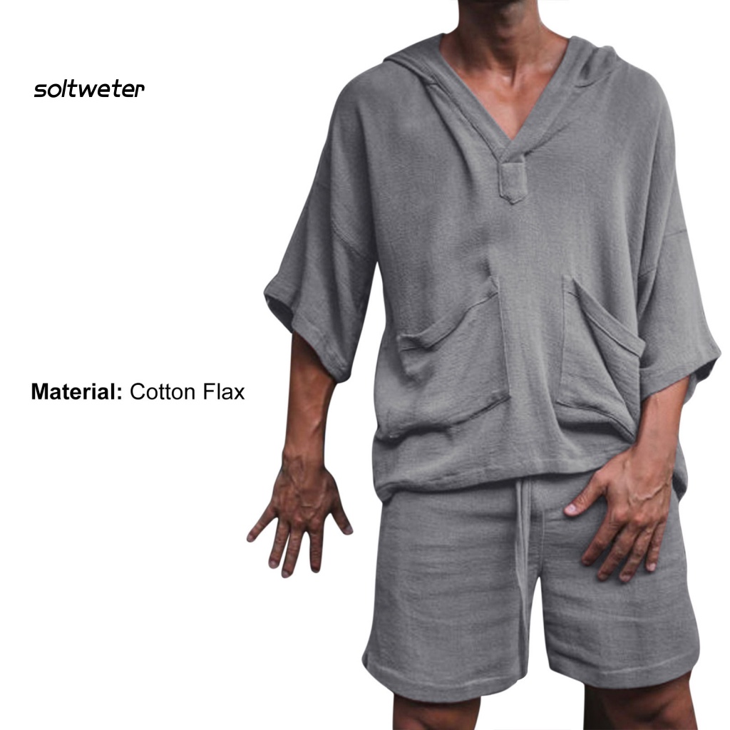 1 Bộ Quần Short Dáng Rộng Màu Trơn Phối Túi Thời Trang Mùa Hè Cho Nam