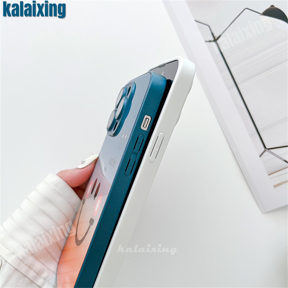 Ốp Điện Thoại Kính Cường Lực Cứng Hình Mặt Cười Màu Gradient Cho iPhone 14 Pro Max 13 12 Pro Max 11 Pro Max