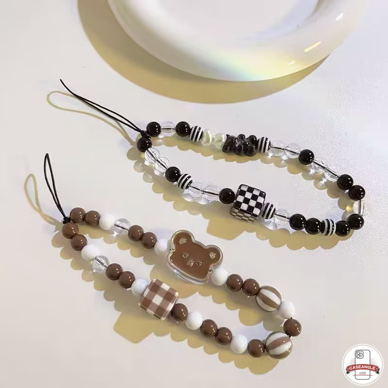 Dây Đeo Điện Thoại Xâu Hạt Ngọc Trai Hình Thỏ / Gấu Dễ Thương Kiểu Hàn Quốc Charms