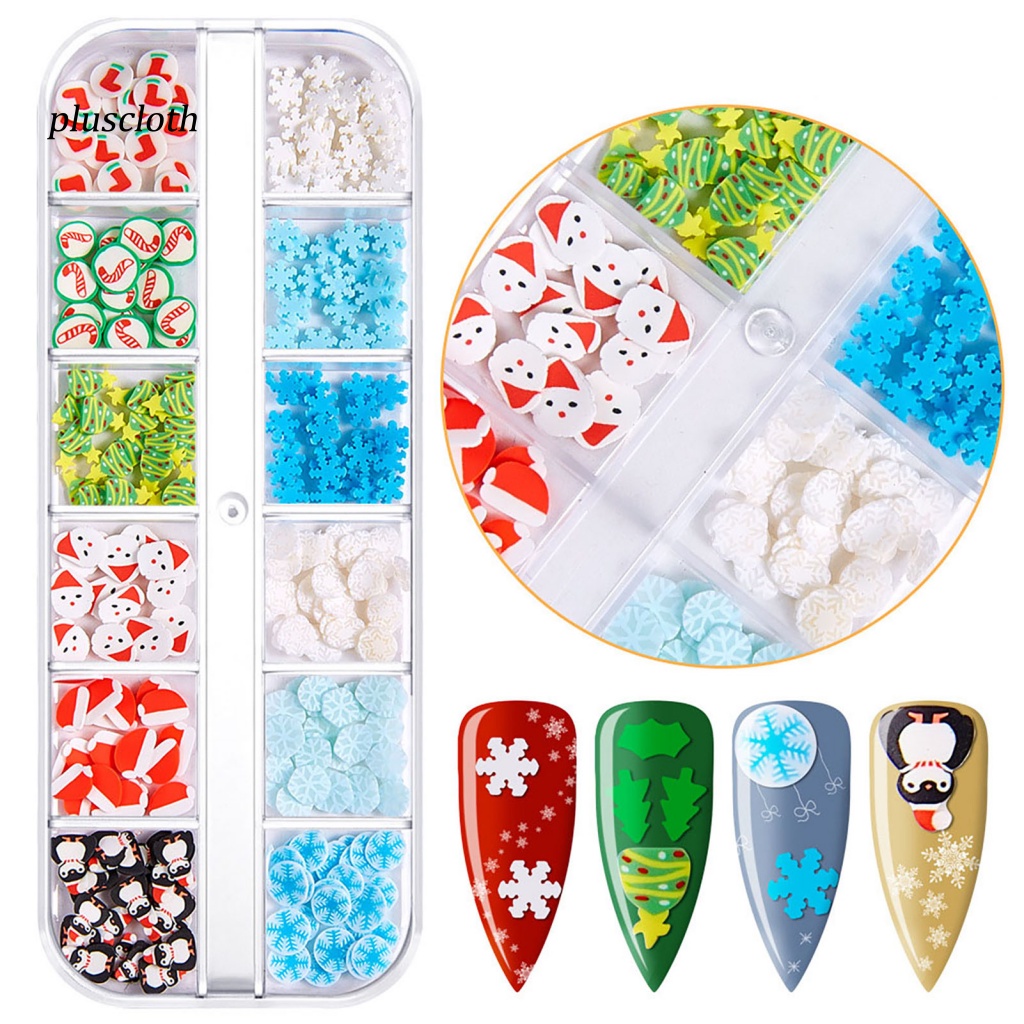 1 Hộp Phụ Kiện Trang Trí Móng Tay Nghệ Thuật Tạo Hiệu Ứng 3D Siêu Mỏng Phong Cách Giáng Sinh Cho Nữ