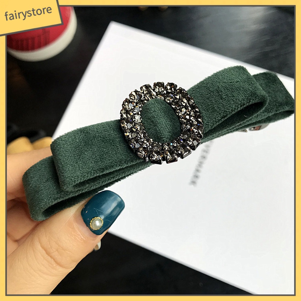 Kẹp Tóc Hình Nơ Đính Đá Hai Lớp Chống Trượt Phong Cách Hàn Quốc