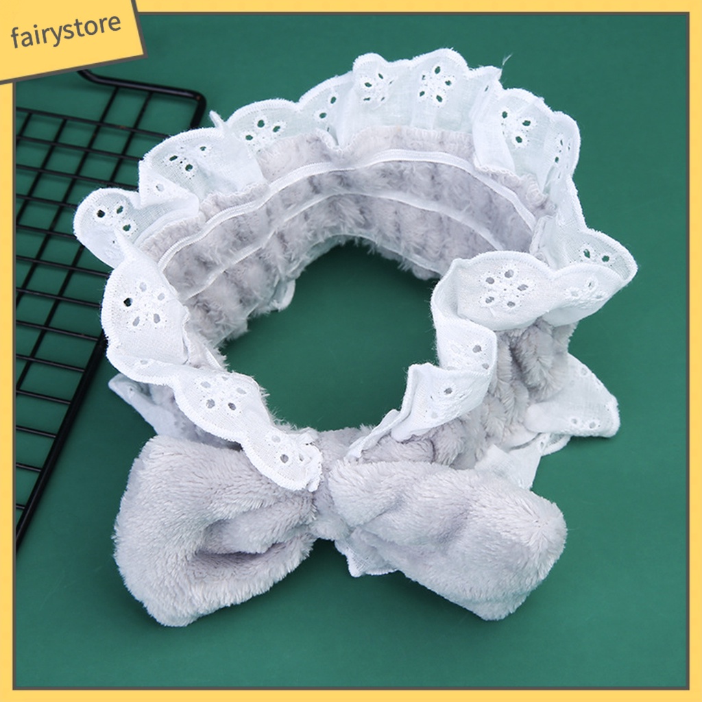 [FRO] Băng Đô Thắt Nơ Bằng Lông Cừu San Hô Dày Co Giãn Mềm Mại Chống Dầu Trang Trí Dành Cho Nữ