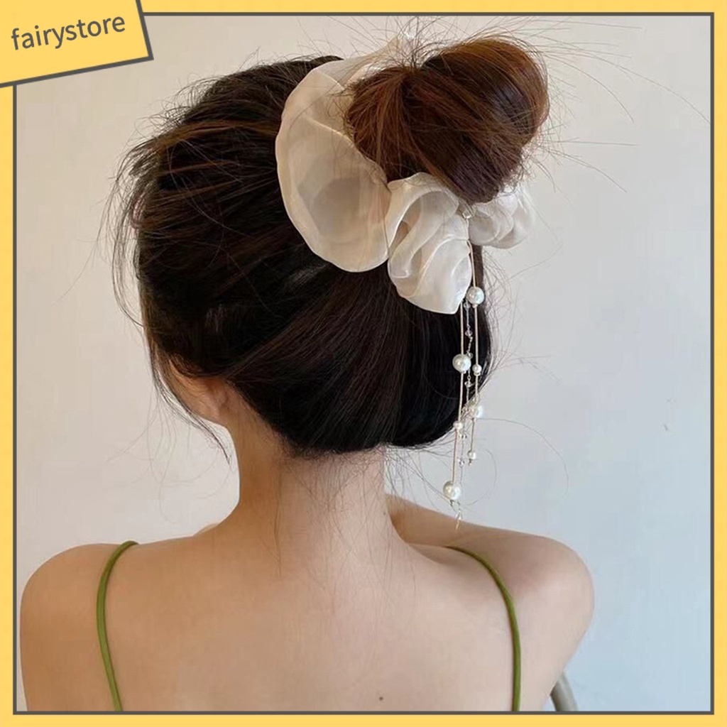 Dây Cột Tóc Đính Ngọc Trai Giả Co Giãn Tốt Thời Trang Xinh Xắn Cho Nữ