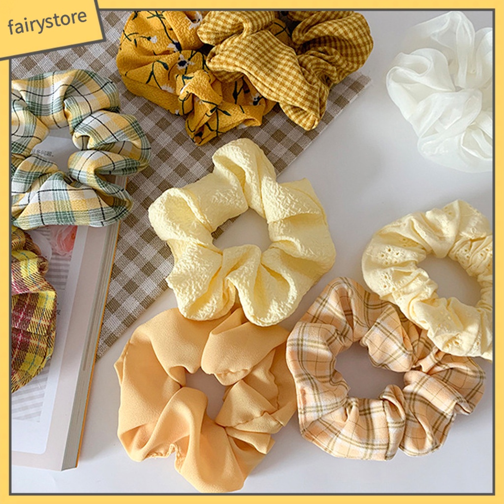 Dây Buộc Tóc Co Giãn Chống Trượt Chống Rơi In Họa Tiết Hoa Xinh Xắn Cho Nữ