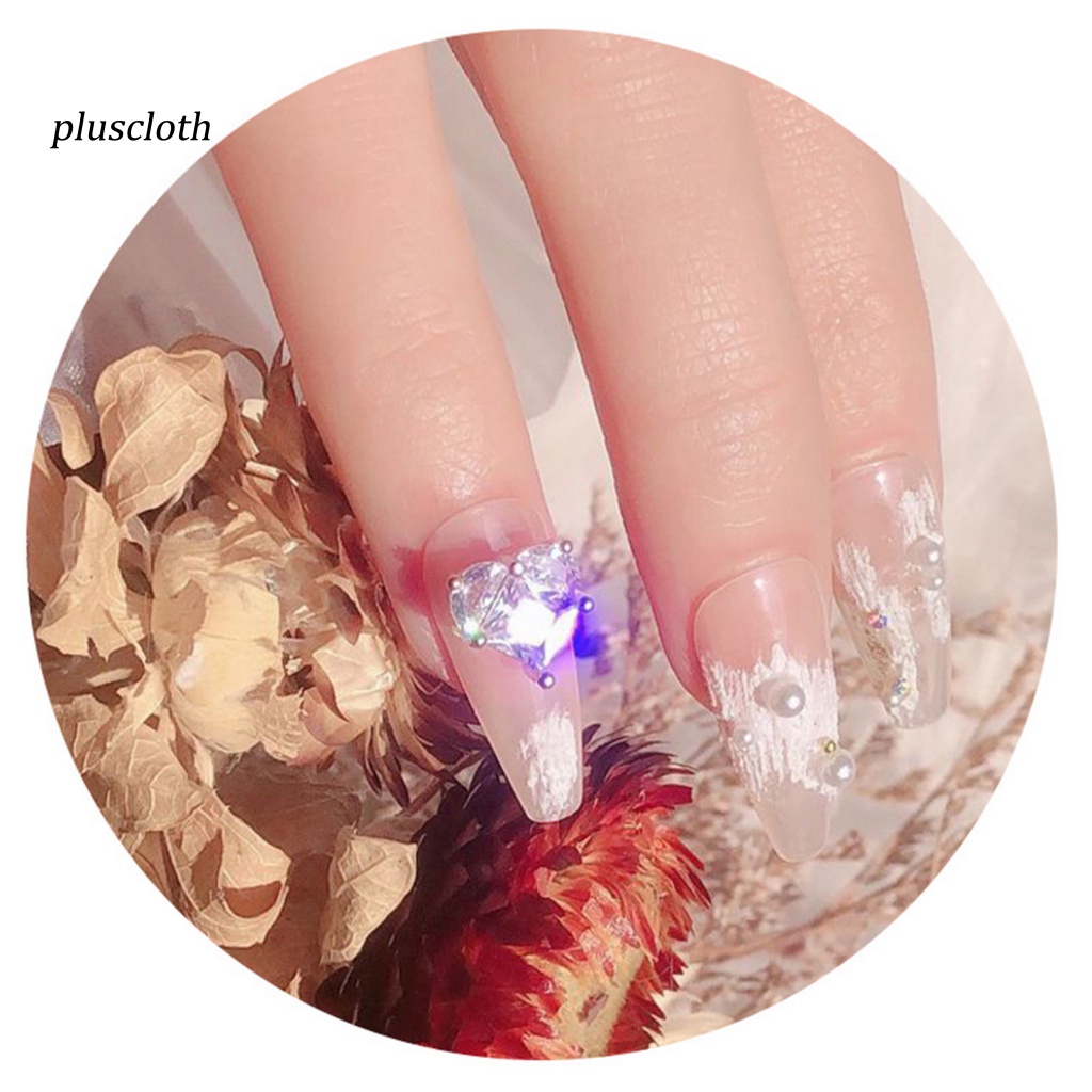 &lt; Plusclothing &gt; Hộp Phụ Kiện Trang Trí Móng Tay Thông Dụng Sáng Bóng Sang Trọng Kết Cấu Zircon Cho Cô Dâu