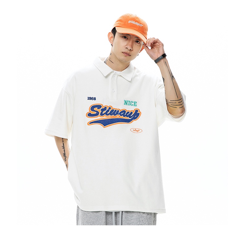 Áo Thun POLO Tay Ngắn Dáng Rộng Phong Cách Đường Phố Mỹ Thời Trang Mùa Hè Cho Nam