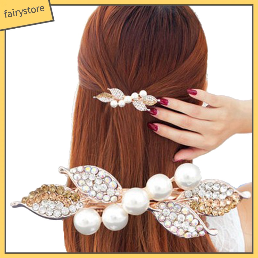 Kẹp Tóc Hình Nơ Đính Ngọc Trai Giả Thanh Lịch Cho Nữ