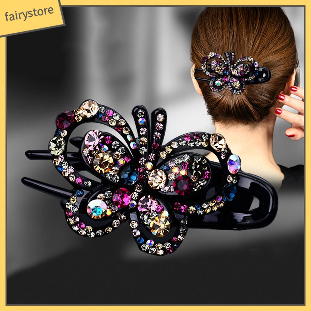 Kẹp Tóc Hình Bướm Đính Đá Chống Trượt Màu Sắc Tươi Sáng Ngọt Ngào